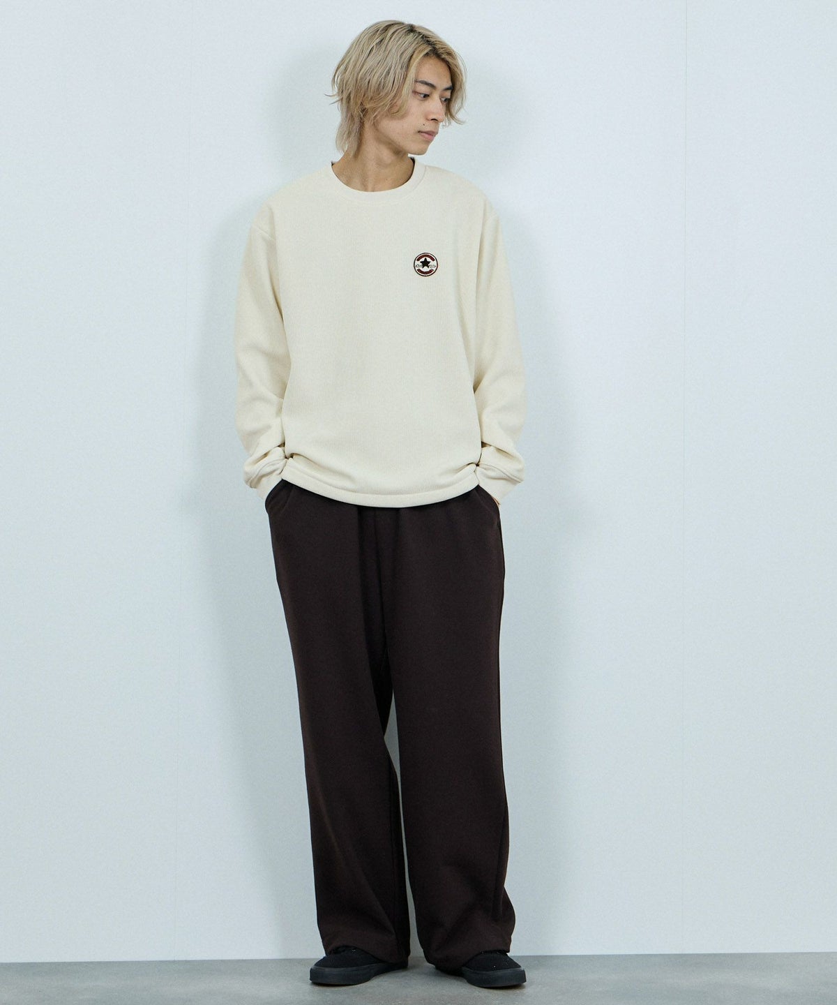 CONVERSE リブ裏ボアトレーナー メンズ