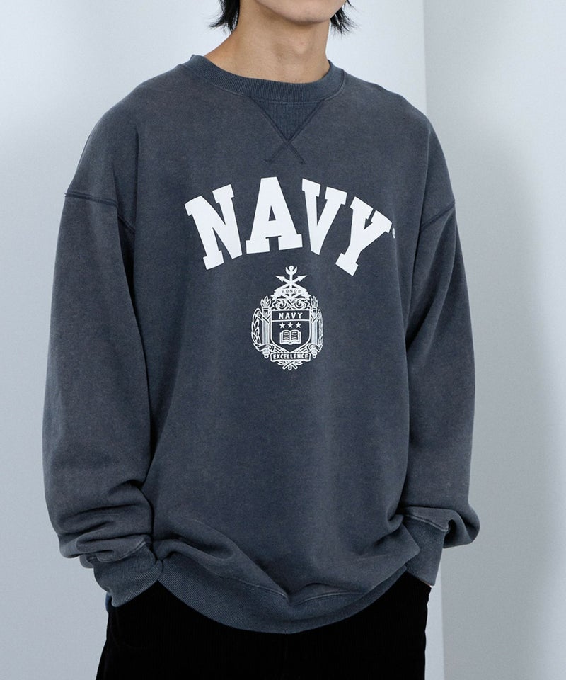 NAVY ウォッシュバルーントレーナー メンズ商品画像-1