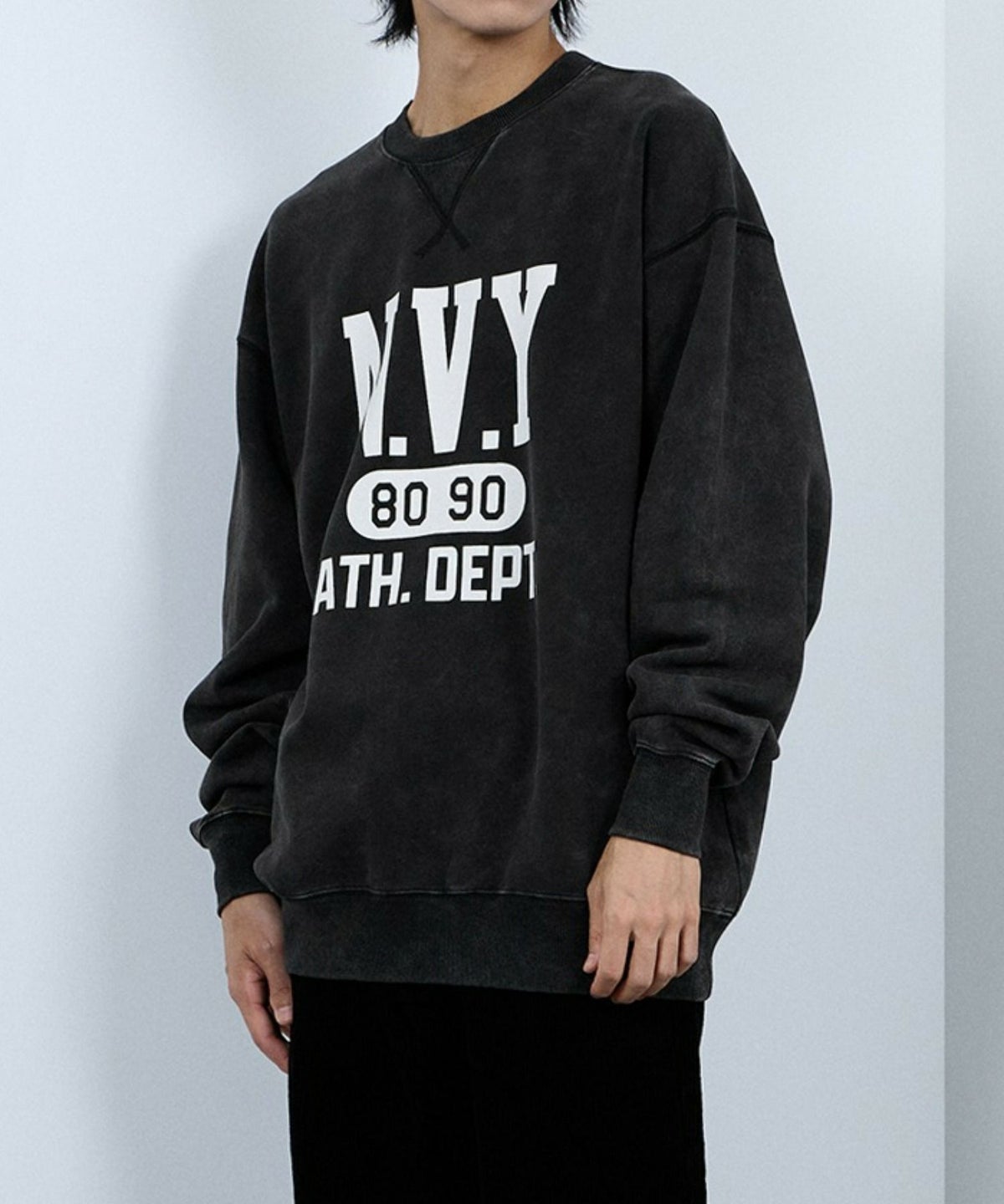 NAVY ウォッシュバルーントレーナー メンズ