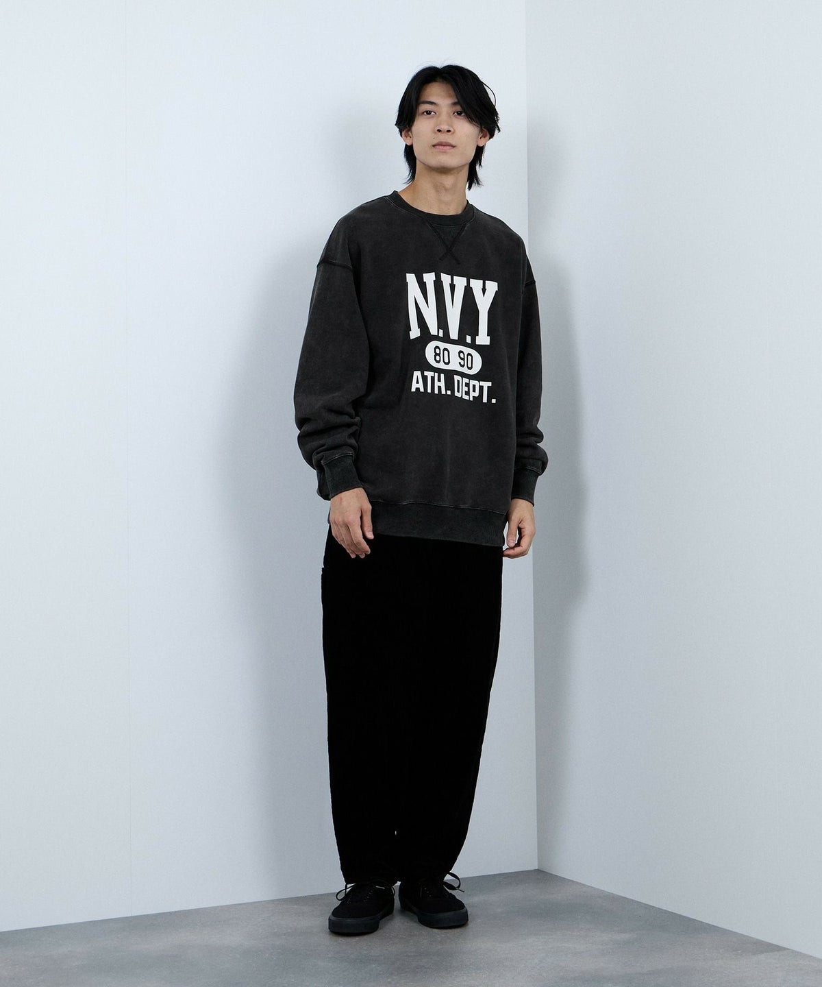 NAVY ウォッシュバルーントレーナー メンズ