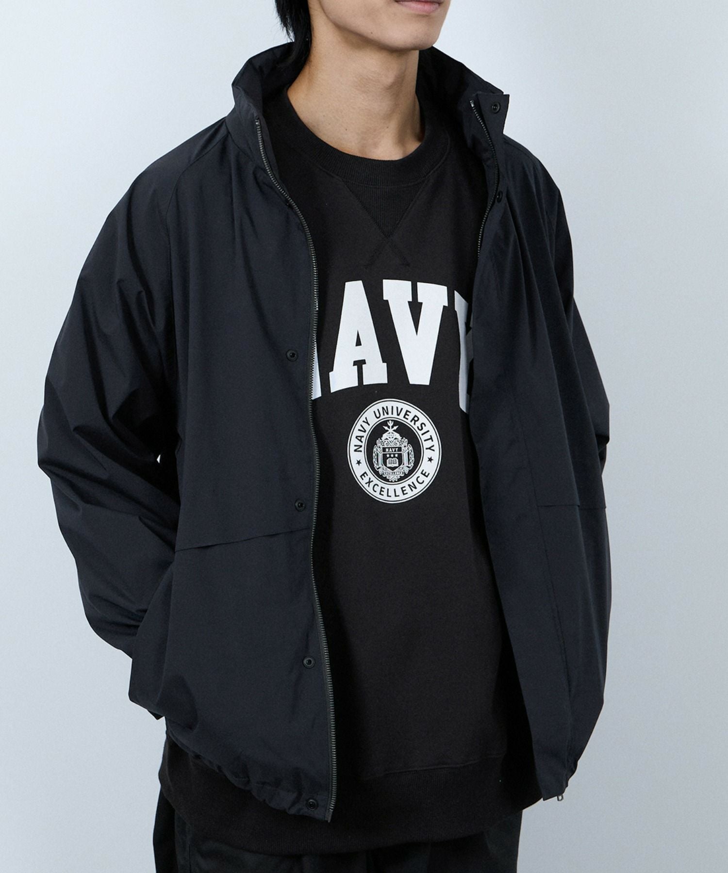 NAVYシャットアウター SOLOTEX(R)使用 裏メッシュスタンドジャケット