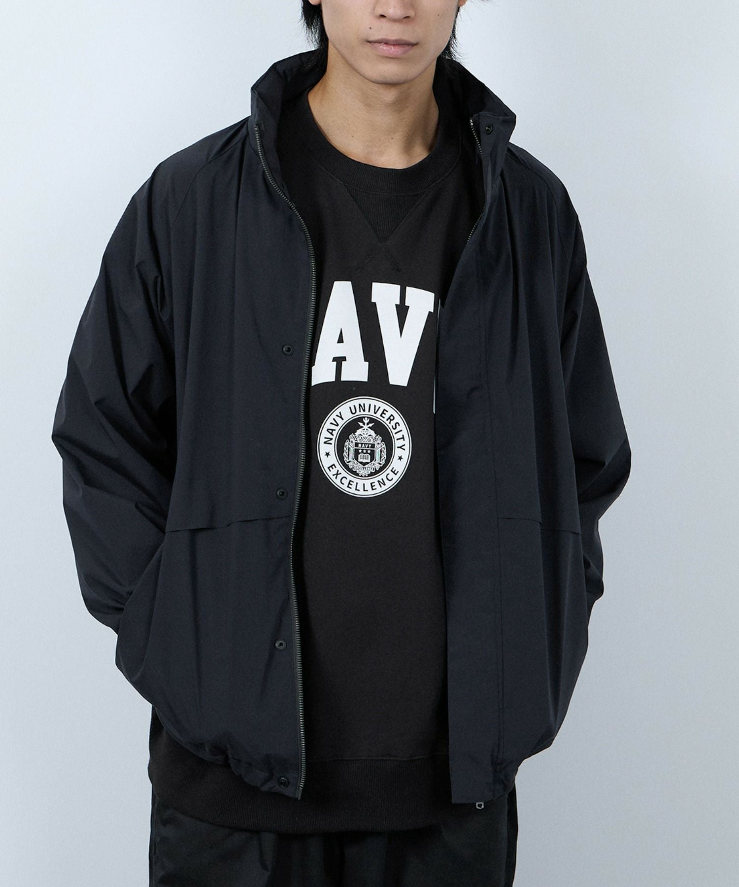 【新品タグ付き】セントアンドリュース メッシュ 裏地付き アウター メンズ L NAVYシャットアウター SOLOTEX(R)使用 裏メッシュスタンドジャケット