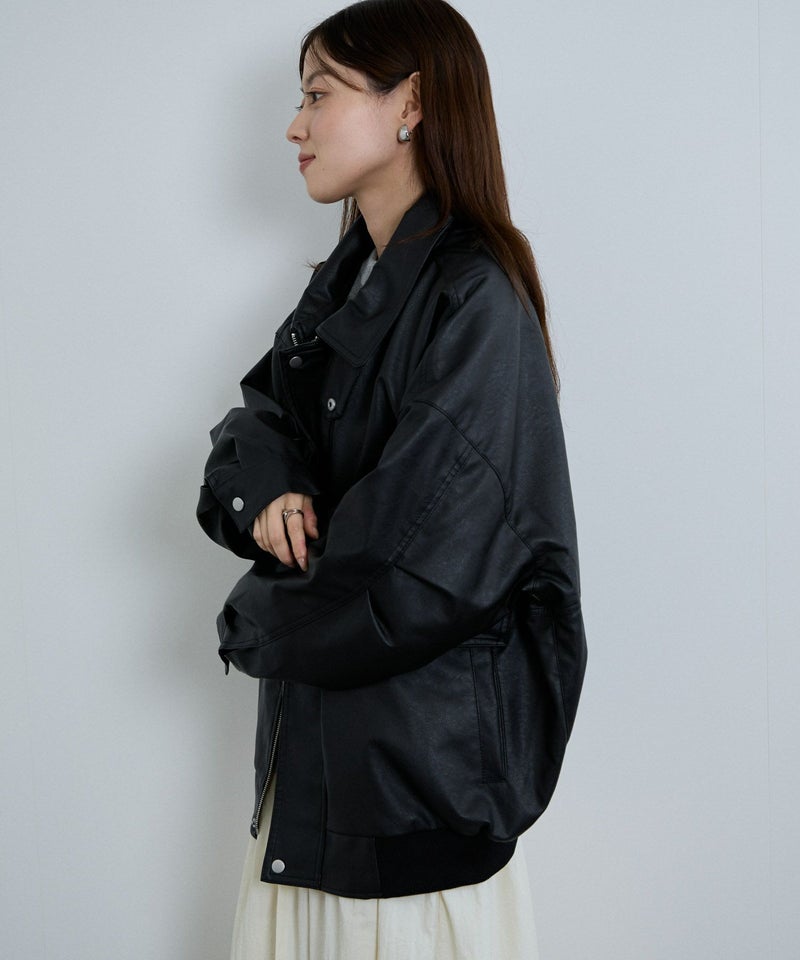 nAvy レザー調ブルゾン レディース商品画像-3