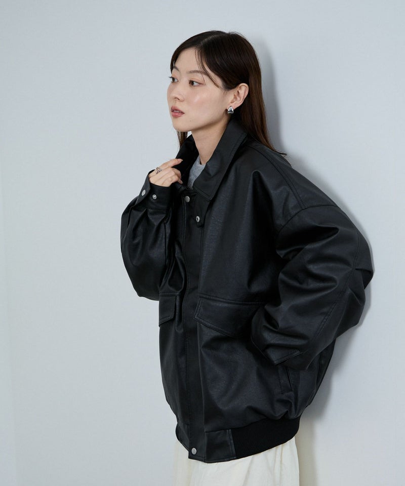 nAvy  レザー調ブルゾン レディース商品画像-6