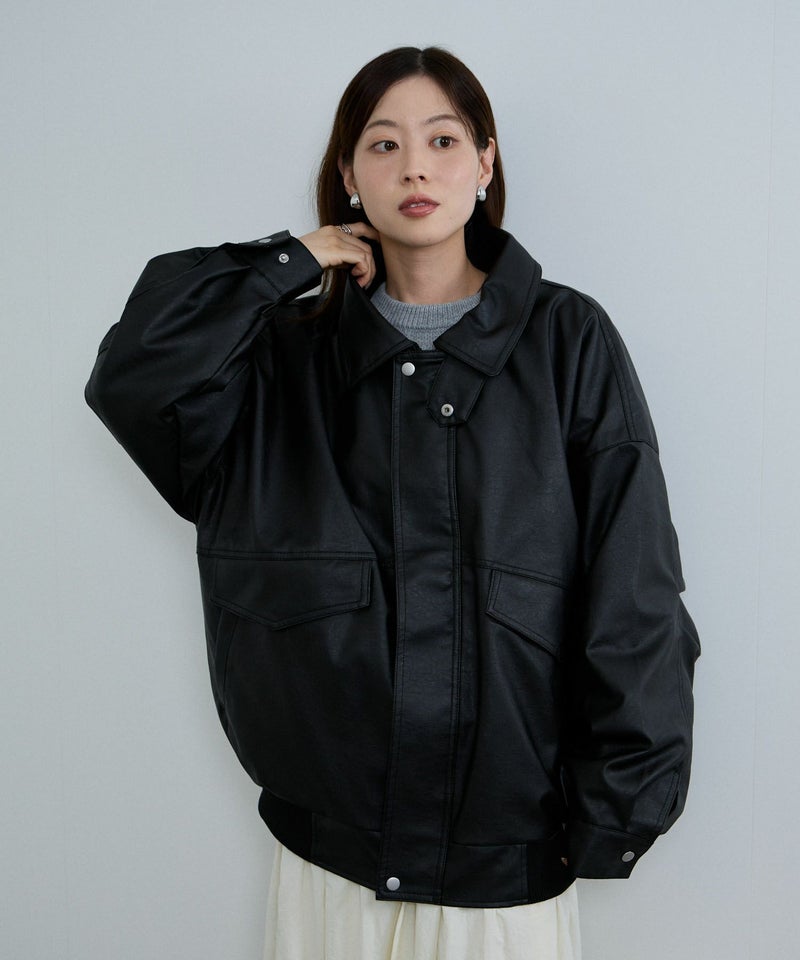 nAvy  レザー調ブルゾン レディース商品画像-7
