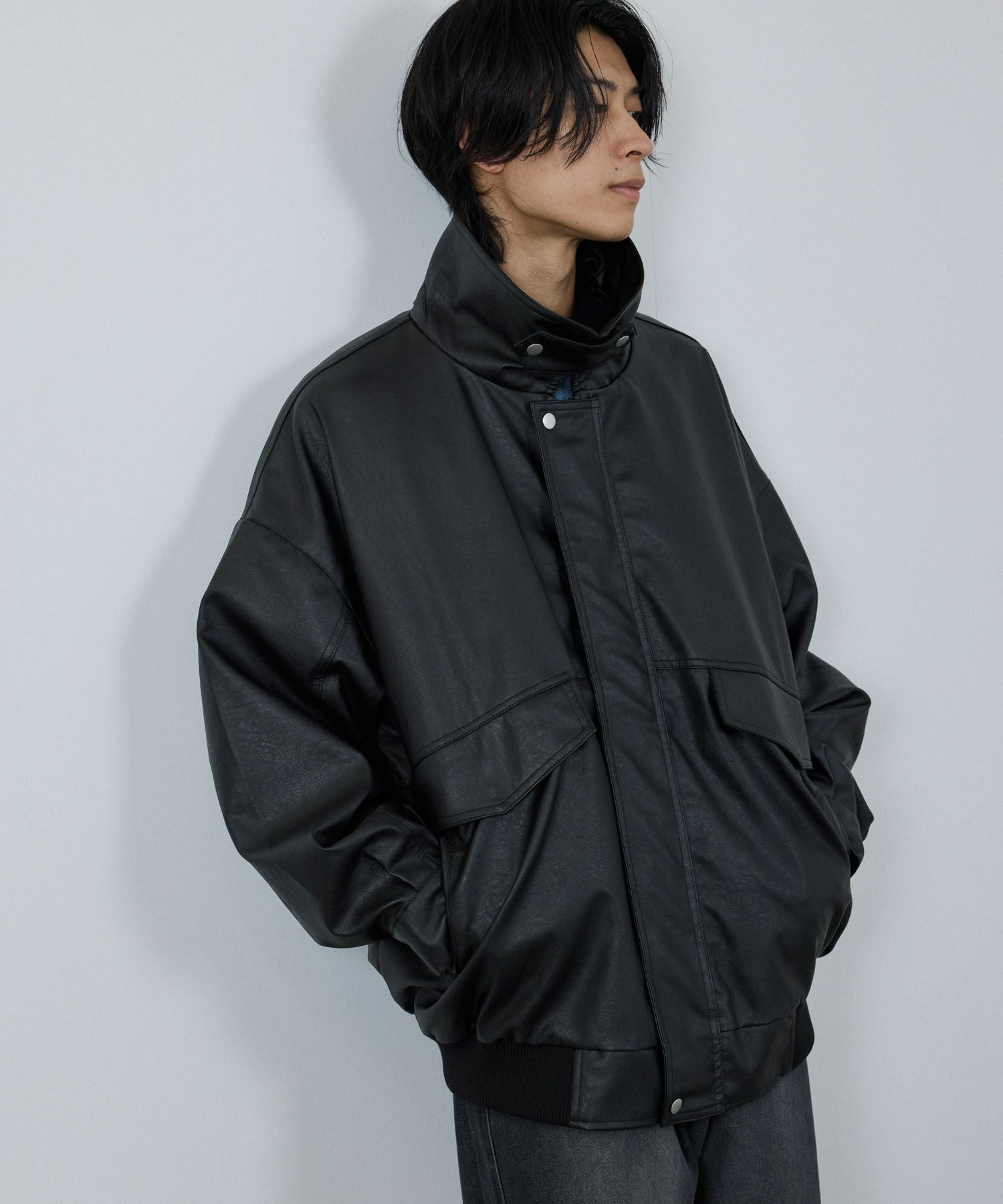 極美品✨ディーゼル ジャケット 切替 ブルゾン パーカー XXLサイズ ブラック nAvy レザー調ブルゾン レディース