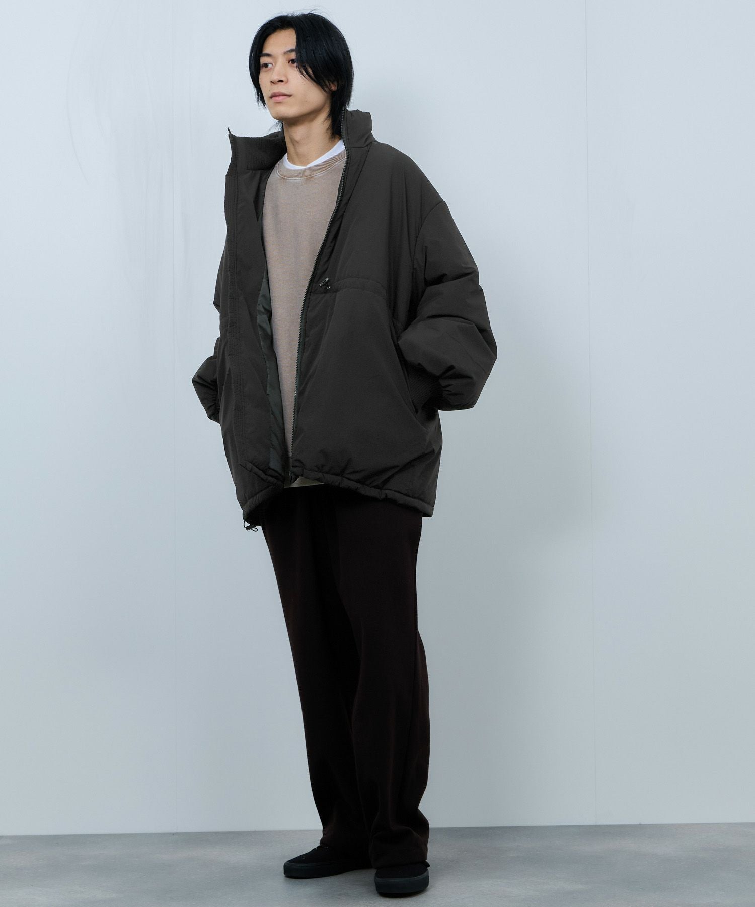 極美品　マスターバニー　中綿　ワンピース　コート　ニット　蓄熱裏地　フード　黒 nAvy 中綿スタンドコート レディース