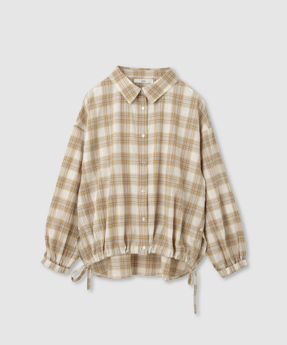 Idnes ドロストチェックシャツ レディース