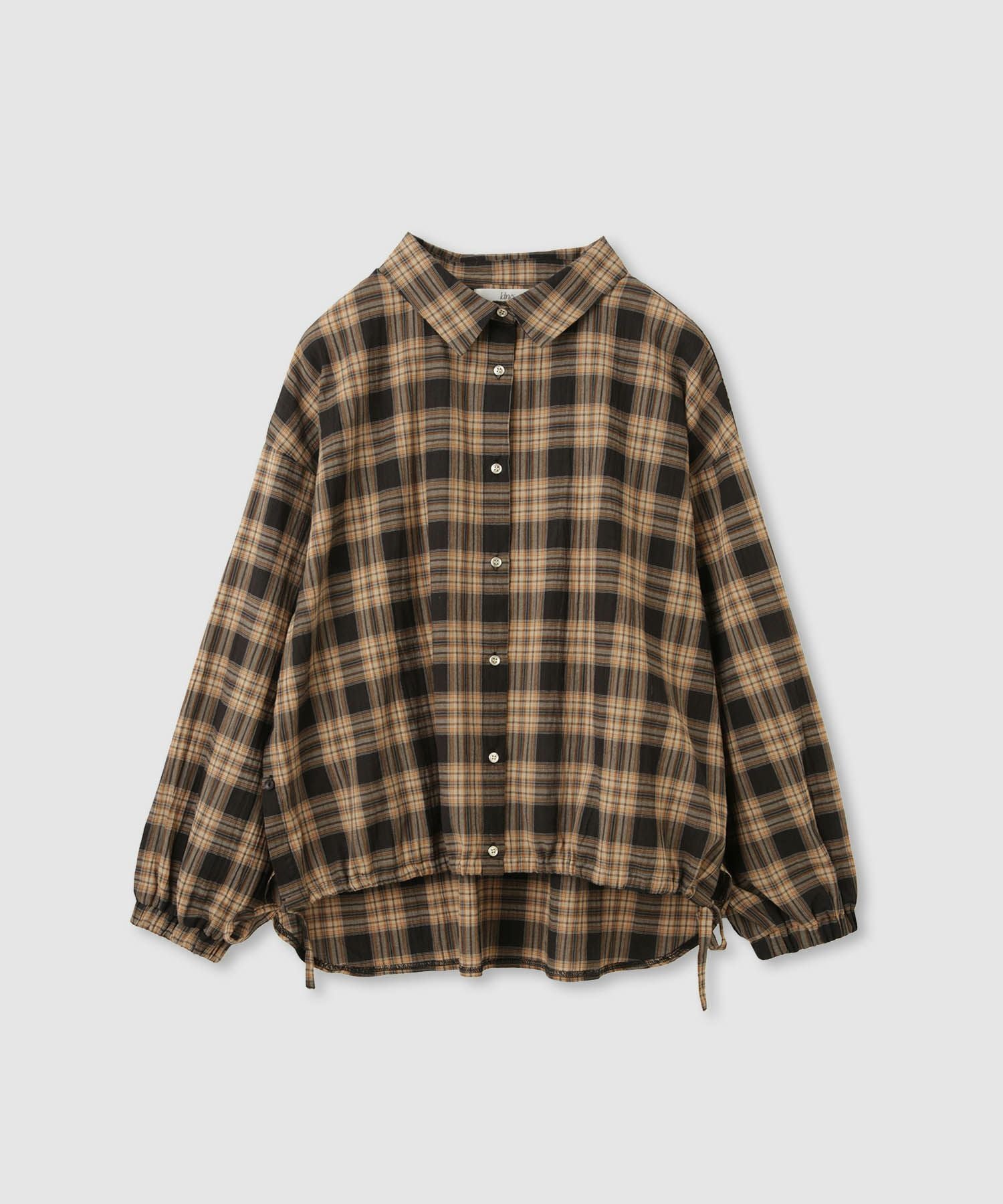 Idnes ドロストチェックシャツ レディース Idnes ドロストチェックシャツ レディース