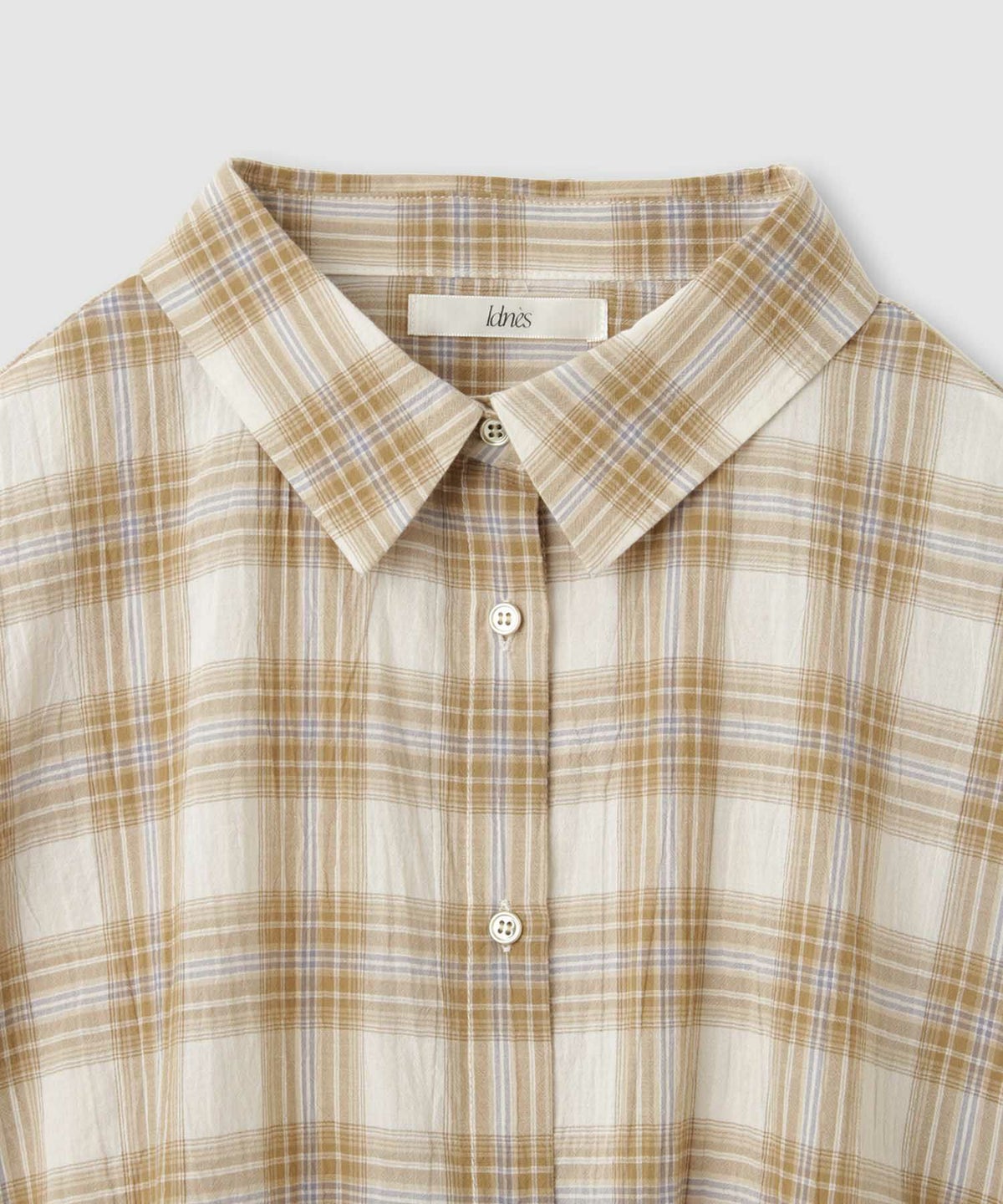 Idnes ドロストチェックシャツ レディース