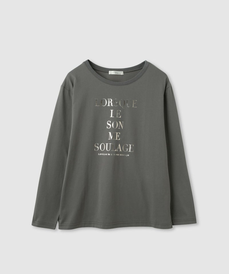 Idnes  箔ロゴプリントロングスリーブTシャツ レディース メール便 対応商品商品画像-2