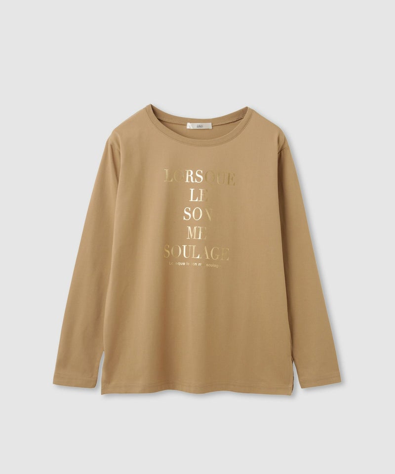 Idnes  箔ロゴプリントロングスリーブTシャツ レディース メール便 対応商品商品画像-3