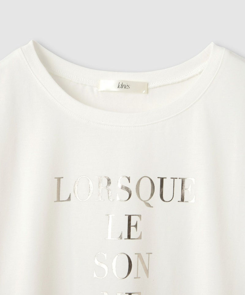 Idnes 箔ロゴプリントロングスリーブTシャツ レディース メール便 対応商品商品画像-5