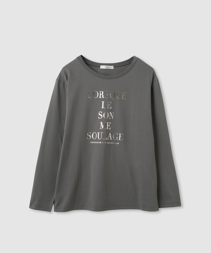 Idnes  箔ロゴプリントロングスリーブTシャツ レディース メール便 対応商品商品画像-8