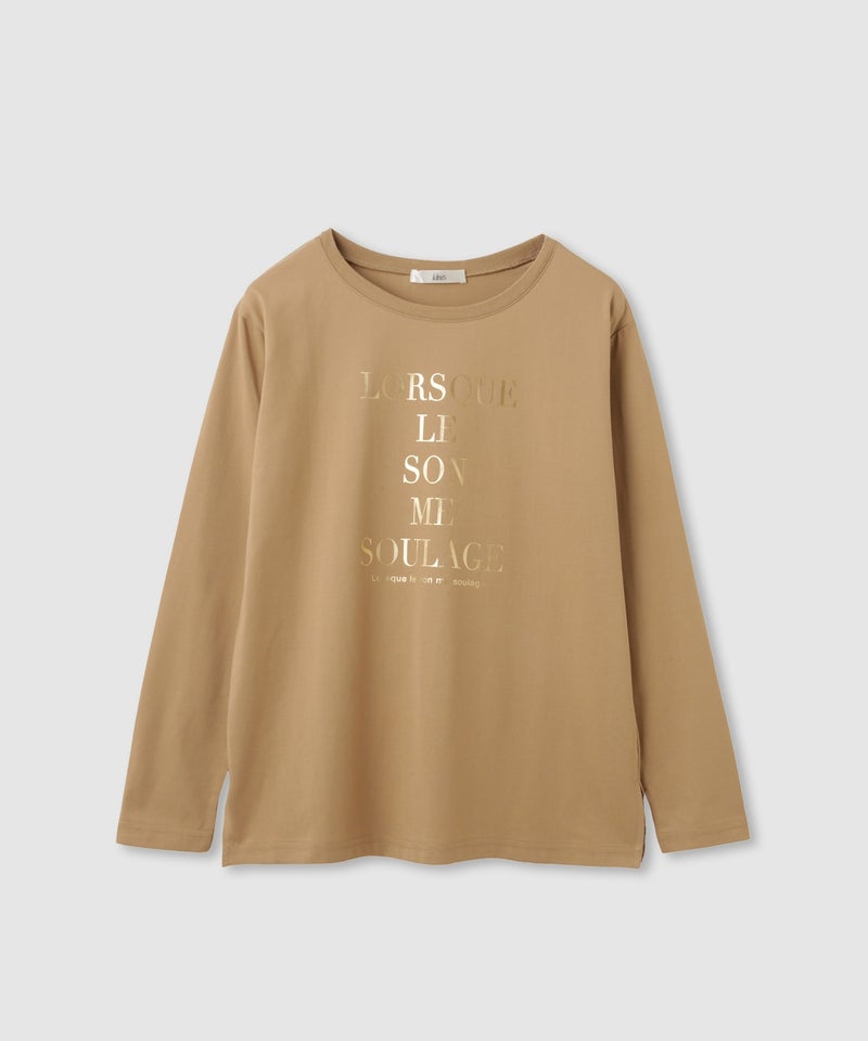 Idnes  箔ロゴプリントロングスリーブTシャツ レディース メール便 対応商品商品画像-9