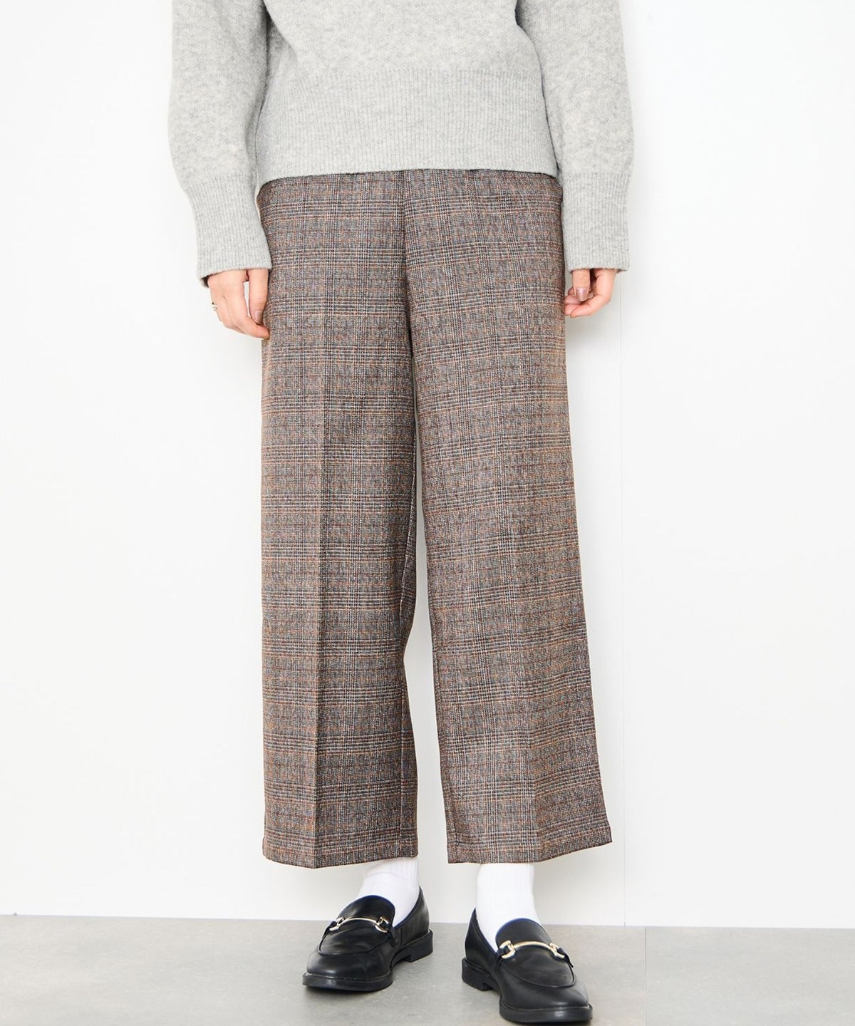 Idnes グレンチェックパンツ レディース