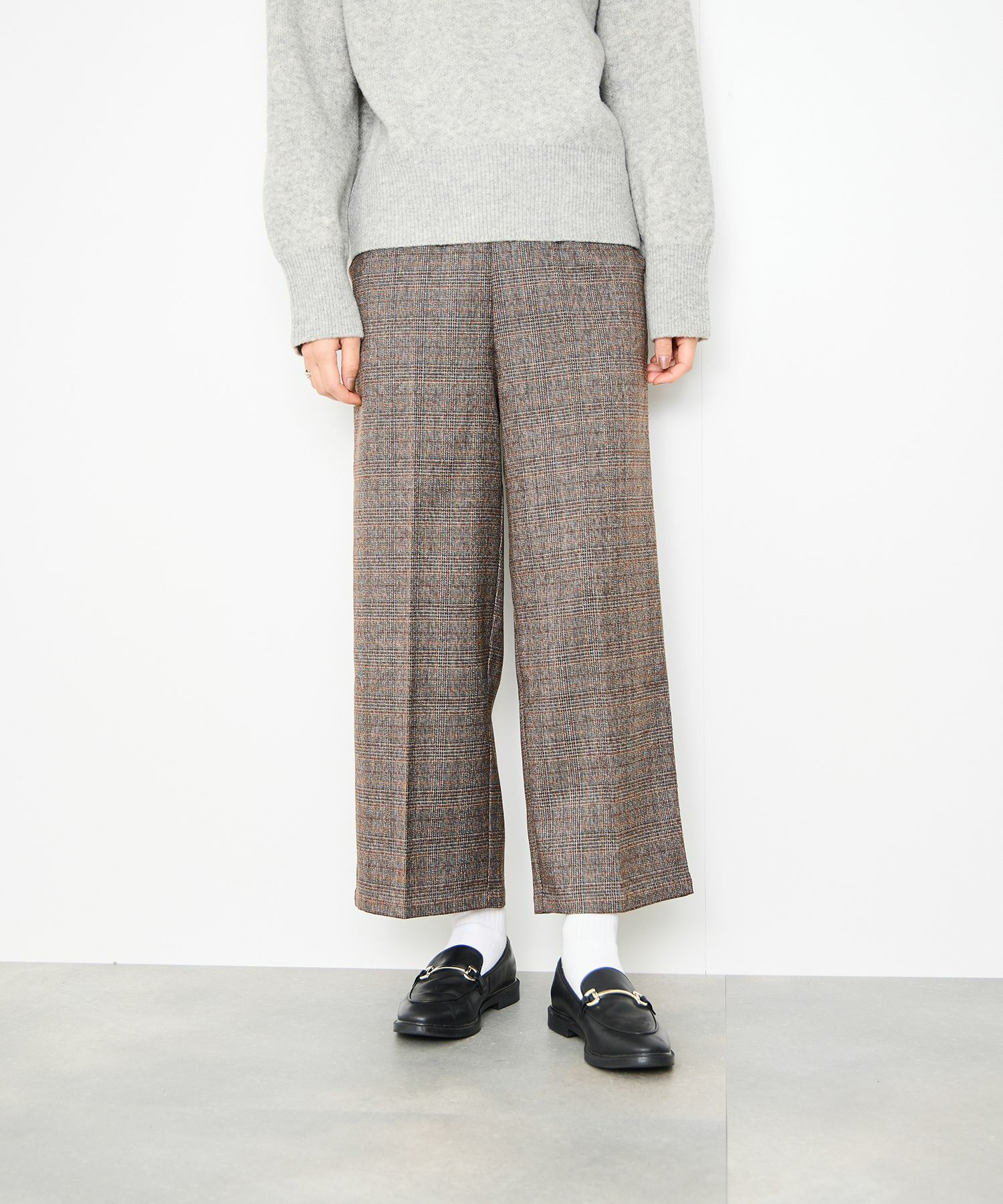 Idnes グレンチェックパンツ レディース