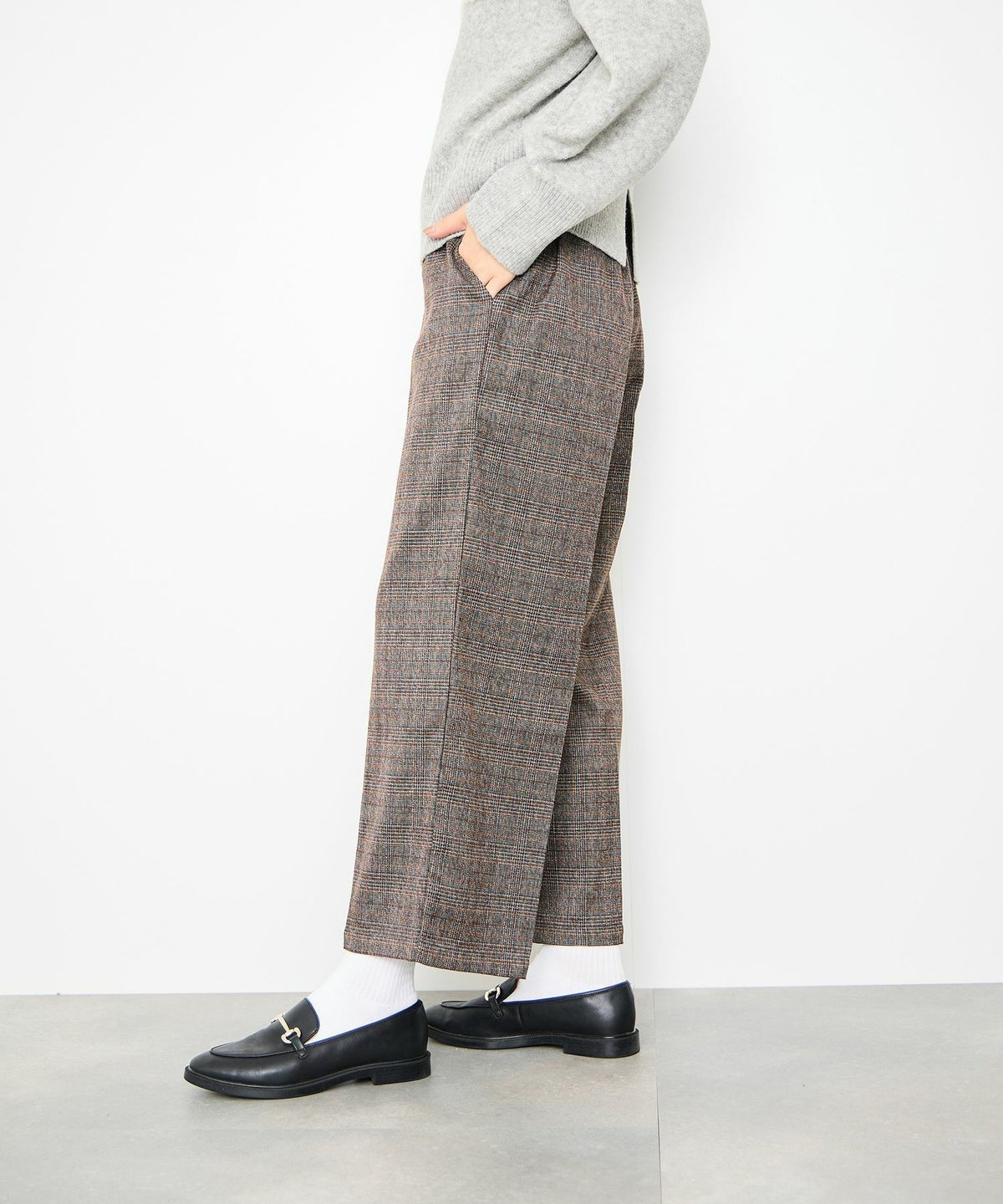 Idnes グレンチェックパンツ レディース
