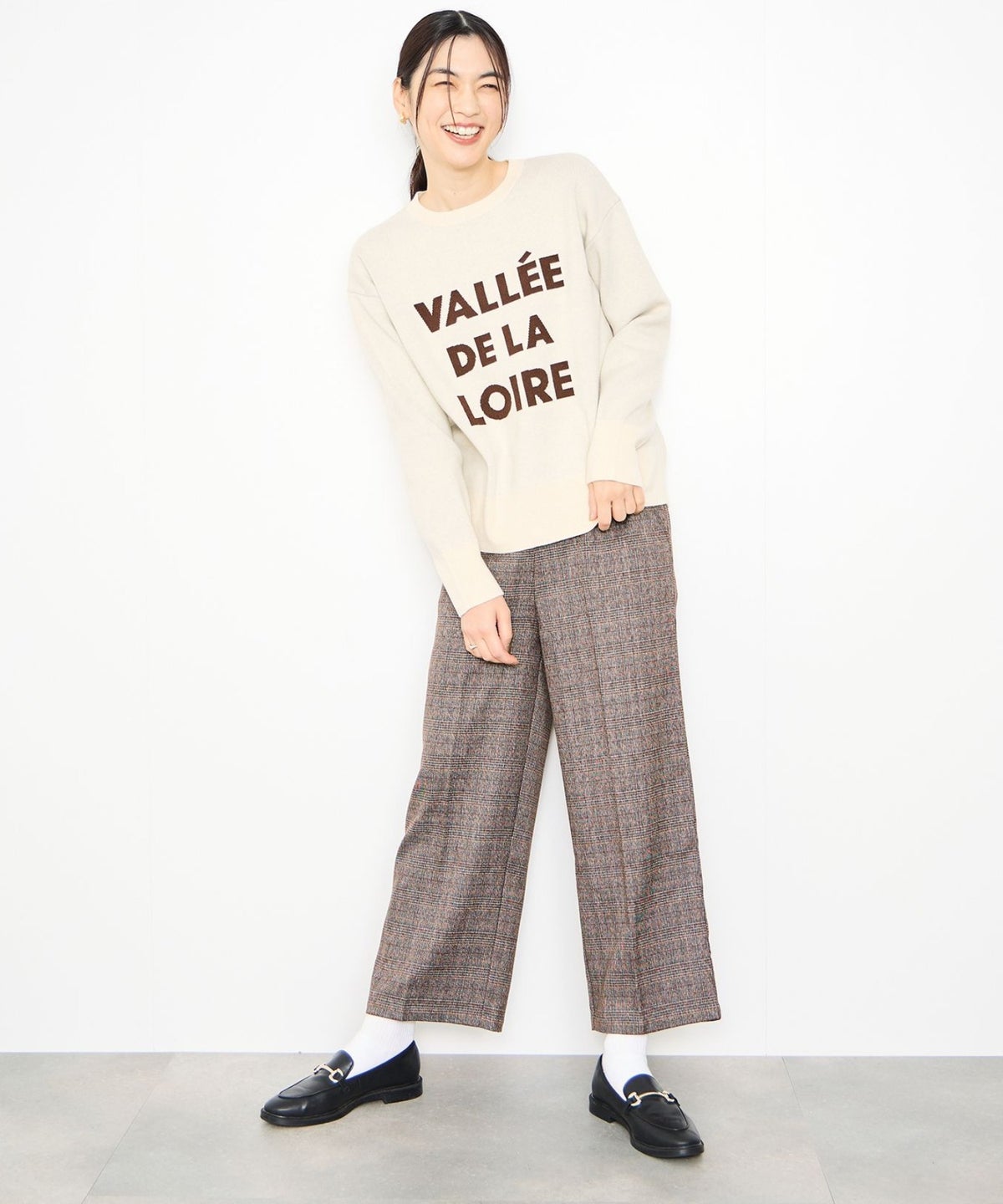 Idnes グレンチェックパンツ レディース