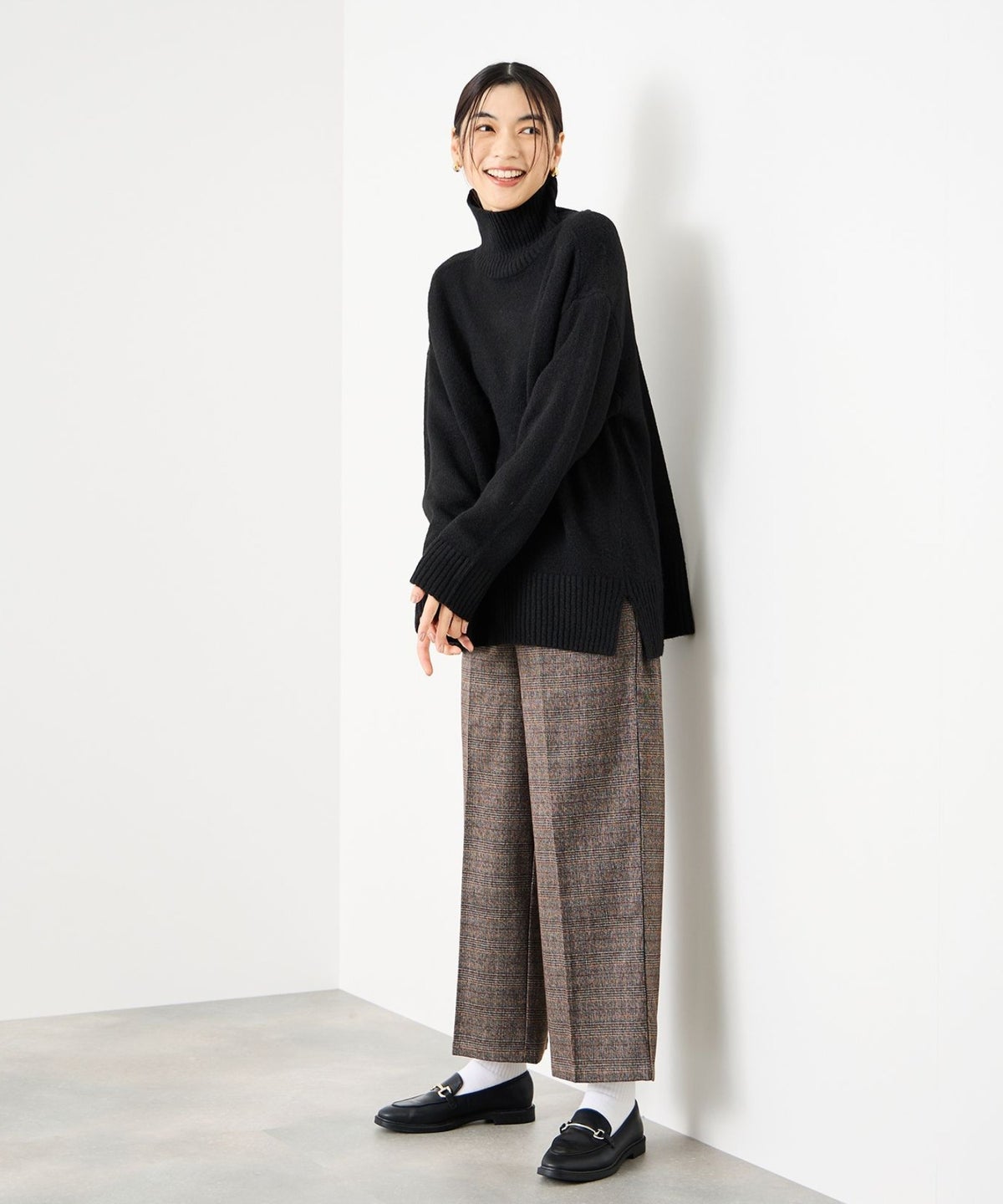 Idnes グレンチェックパンツ レディース