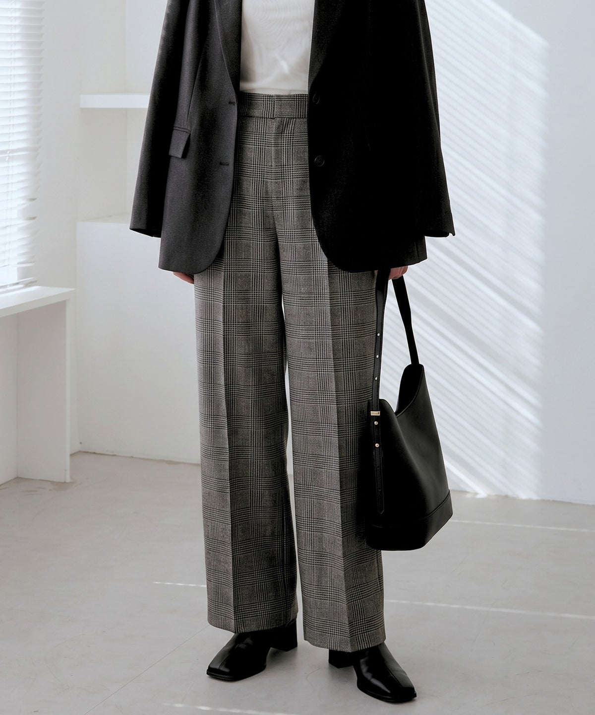 Idnes グレンチェックパンツ レディース