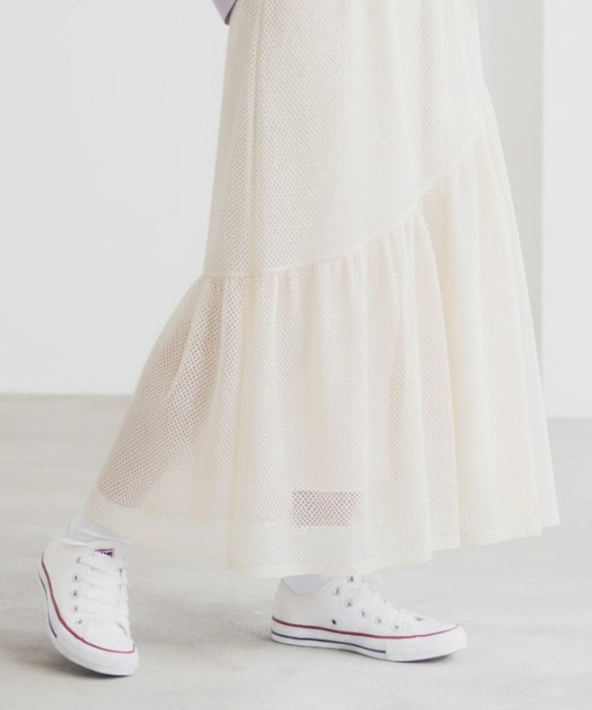 Idnes メッシュレーススカート レディース