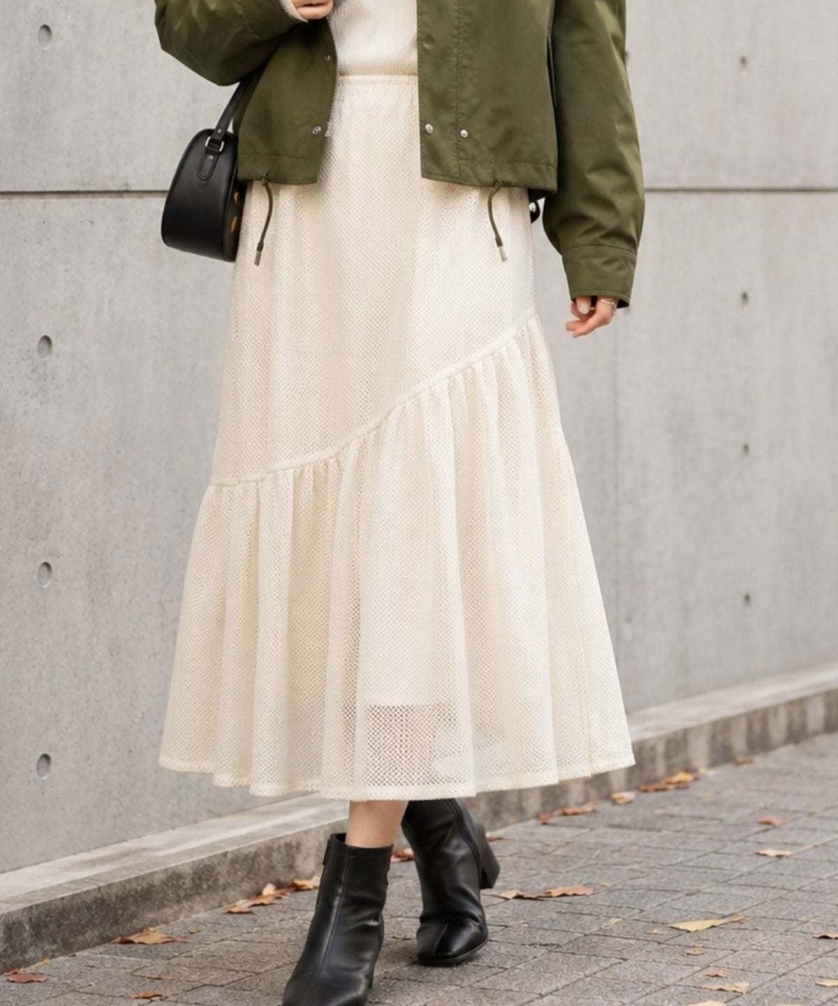 Idnes メッシュレーススカート レディース