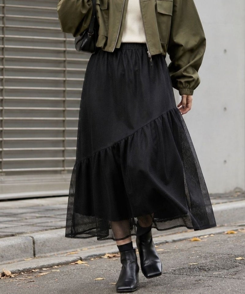 Idnes  メッシュレーススカート レディース商品画像-9