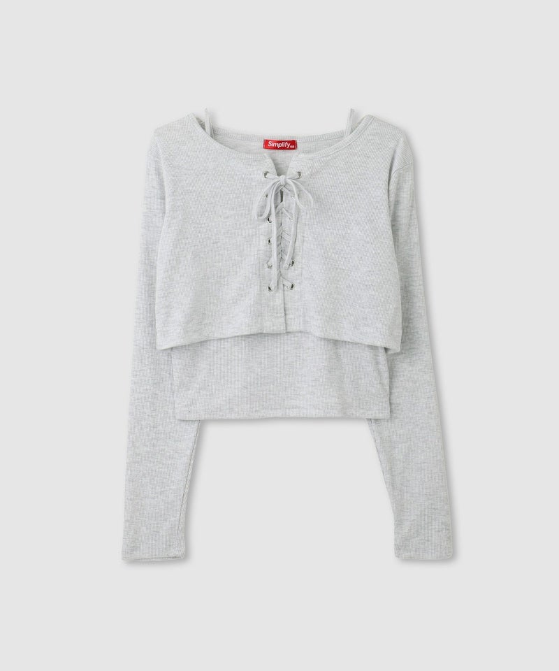 Simplify  レースアッププルオーバーアンサンブル キッズ メール便 対応商品商品画像-1