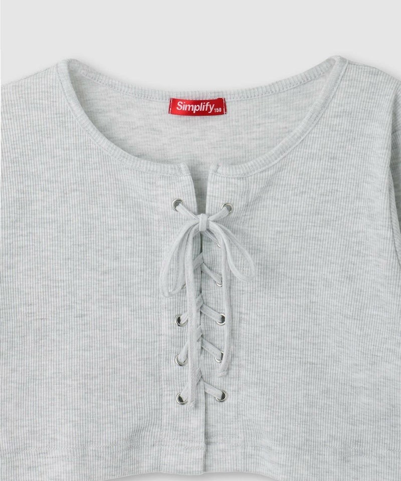 Simplify  レースアッププルオーバーアンサンブル キッズ メール便 対応商品商品画像-6