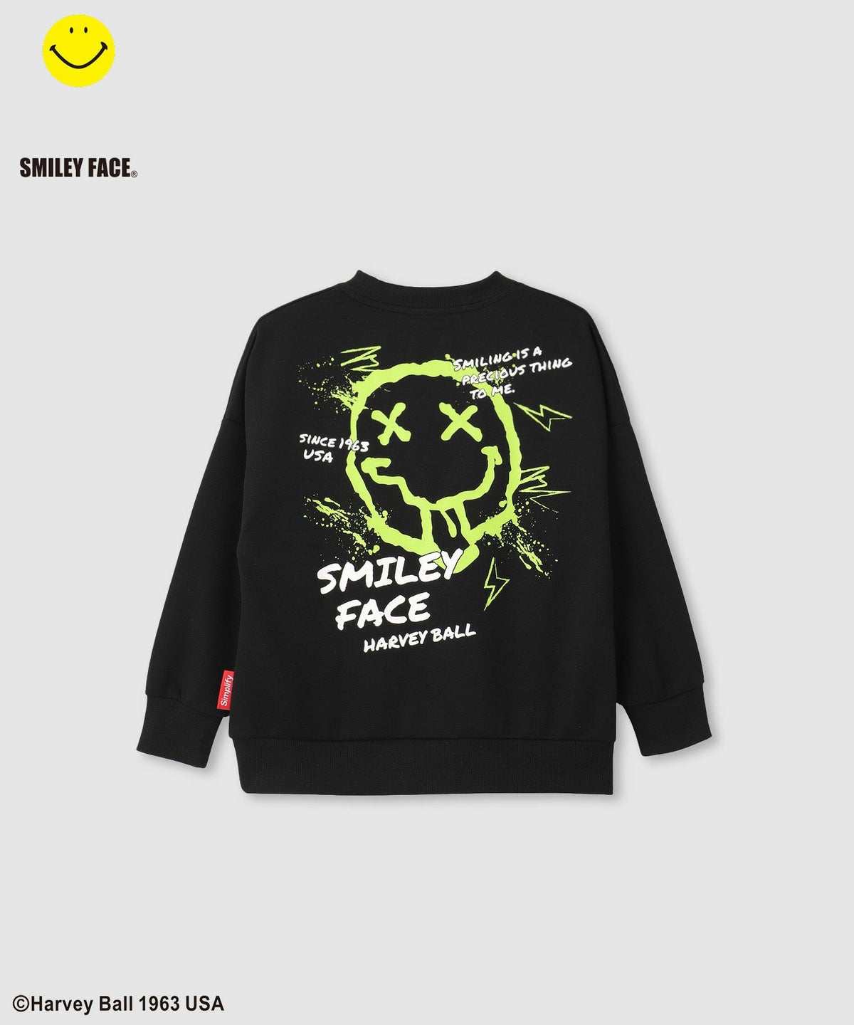 Simplify スマイリーフェイス ポンチ素材プリントビッグトレーナー キッズ