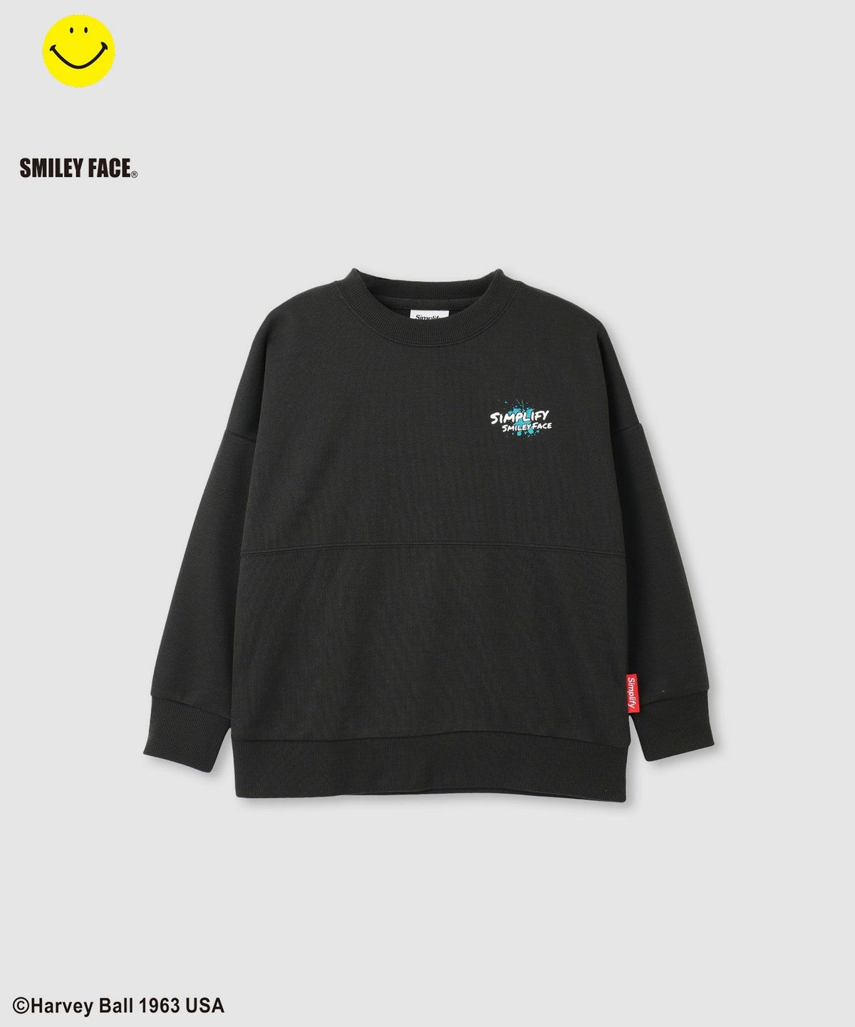 Simplify スマイリーフェイス ポンチ素材プリントビッグトレーナー キッズ