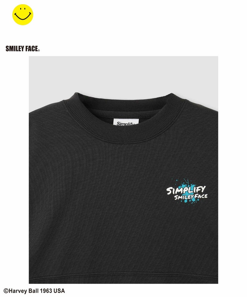 Simplify スマイリーフェイス ポンチ素材プリントビッグトレーナー キッズ商品画像-4