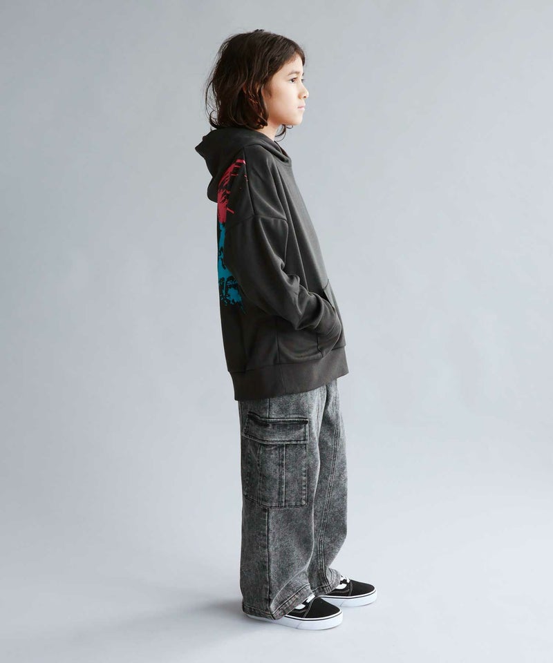 Simplify  スマイリーフェイス ポンチ素材プリントビッグパーカー キッズ商品画像-6