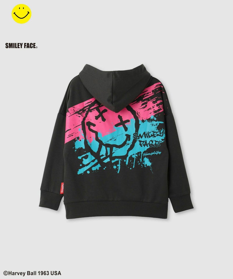 Simplify スマイリーフェイス ポンチ素材プリントビッグパーカー キッズ商品画像-12
