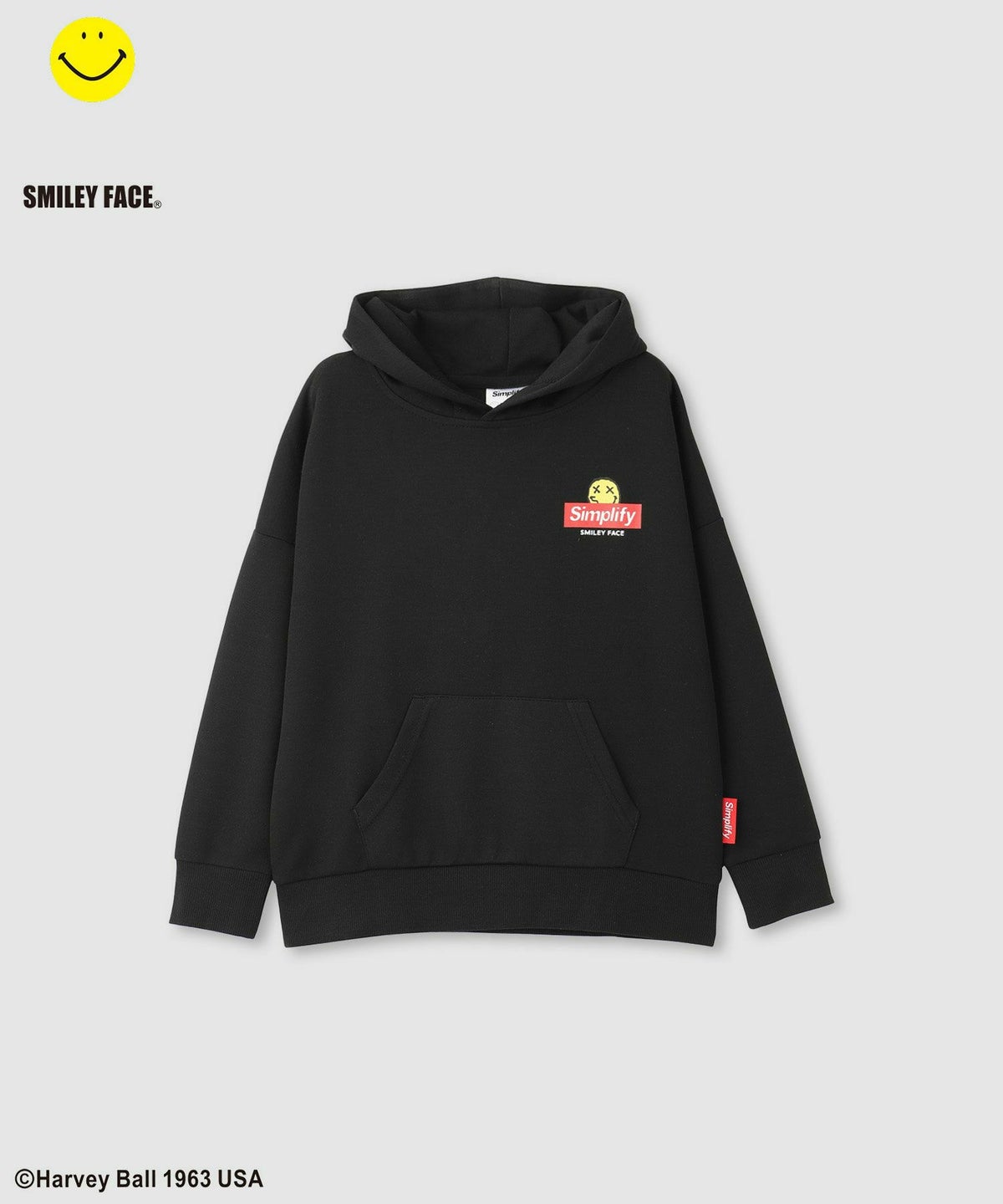 Simplify スマイリーフェイス ポンチ素材プリントビッグパーカー キッズ