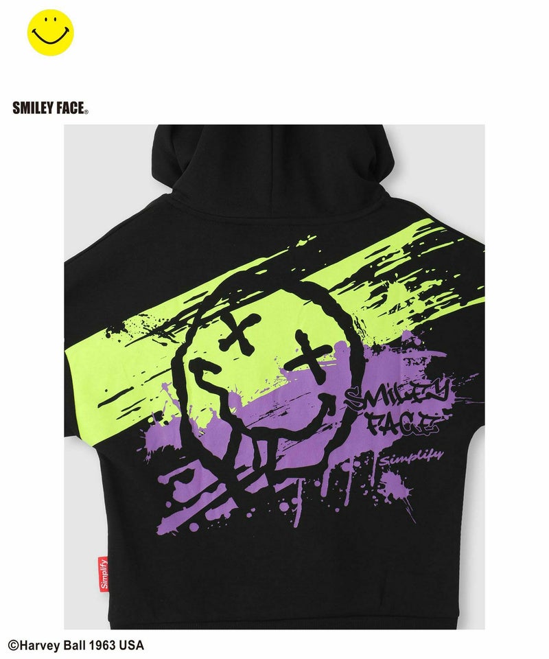 Simplify スマイリーフェイス ポンチ素材プリントビッグパーカー キッズ商品画像-17