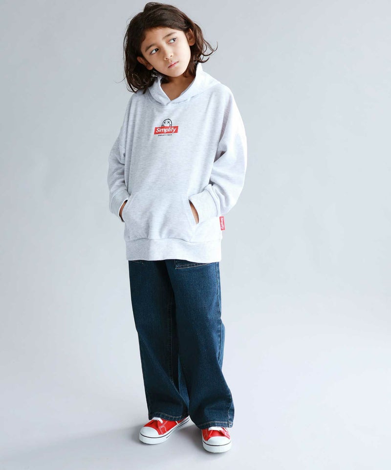 Simplify スマイリーフェイス ポンチ素材プリントビッグパーカー キッズ商品画像-9
