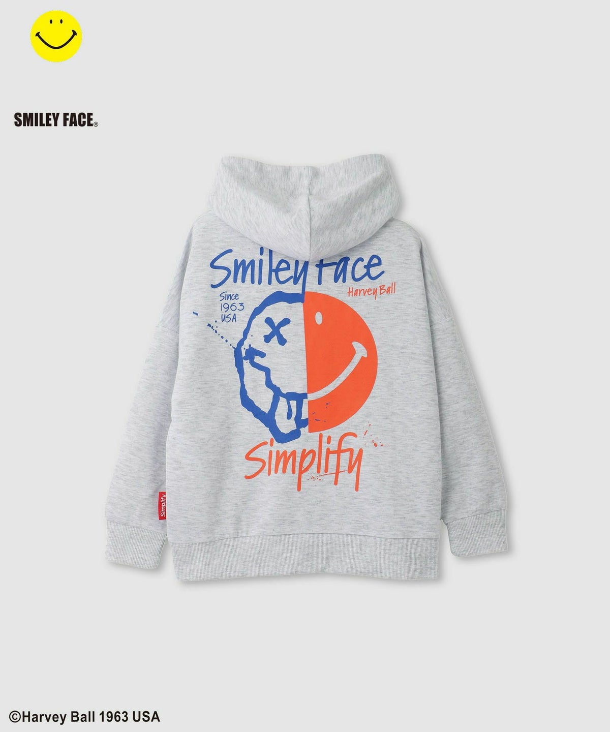 Simplify スマイリーフェイス ポンチ素材プリントビッグパーカー キッズ