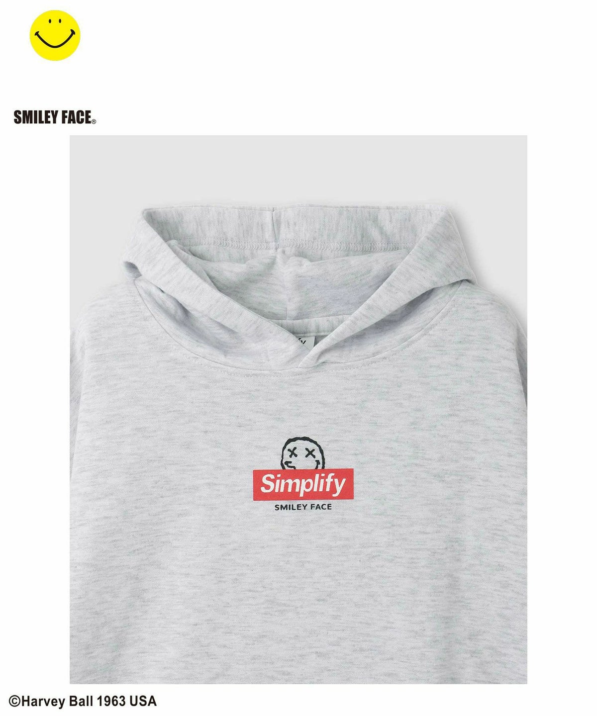 Simplify スマイリーフェイス ポンチ素材プリントビッグパーカー キッズ