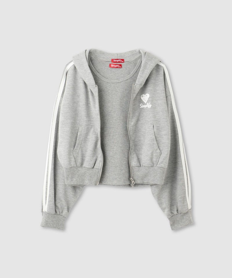 Simplify ポンチ素材 短丈ZIPパーカーアンサンブル キッズ商品画像-1