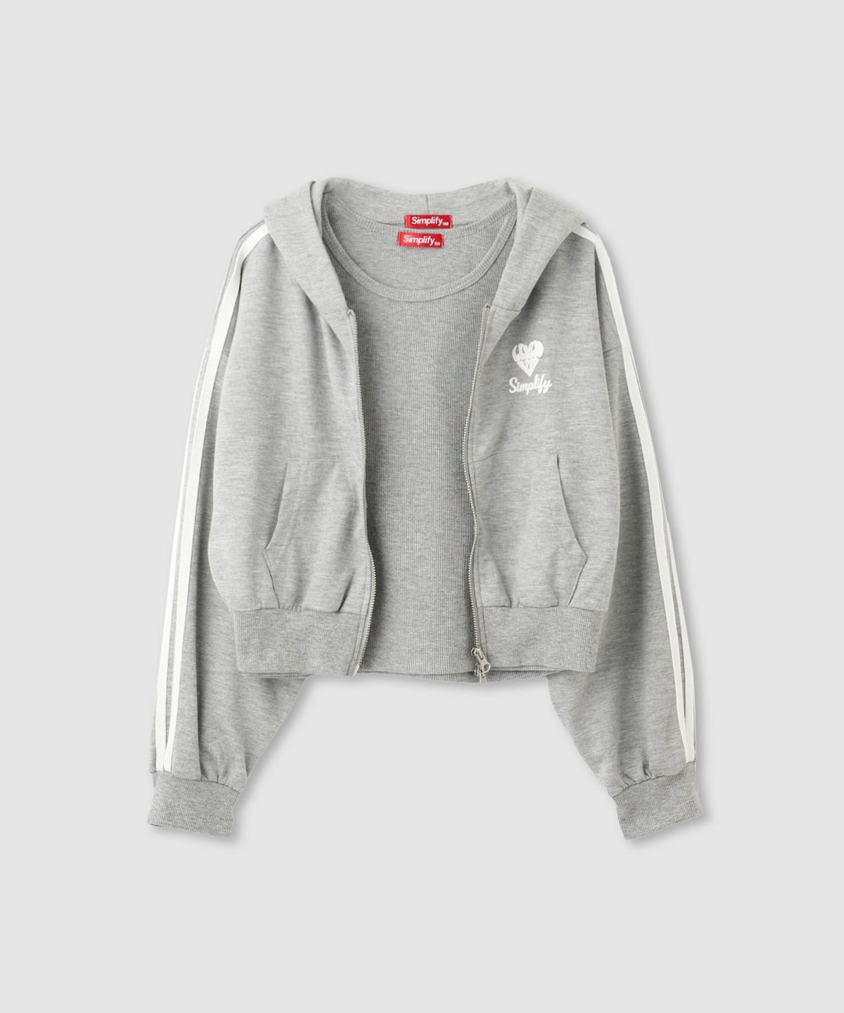 Simplify ポンチ素材 短丈ZIPパーカーアンサンブル キッズ