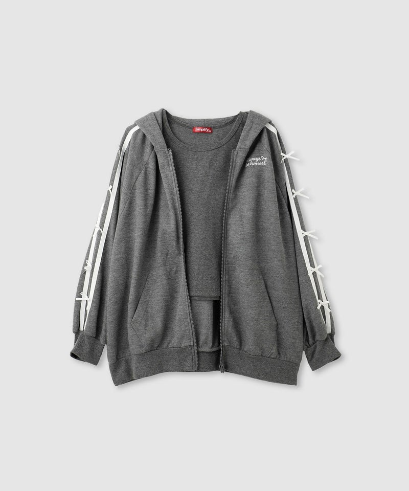 Simplify  ポンチ素材 ZIPパーカーアンサンブル キッズ商品画像-8