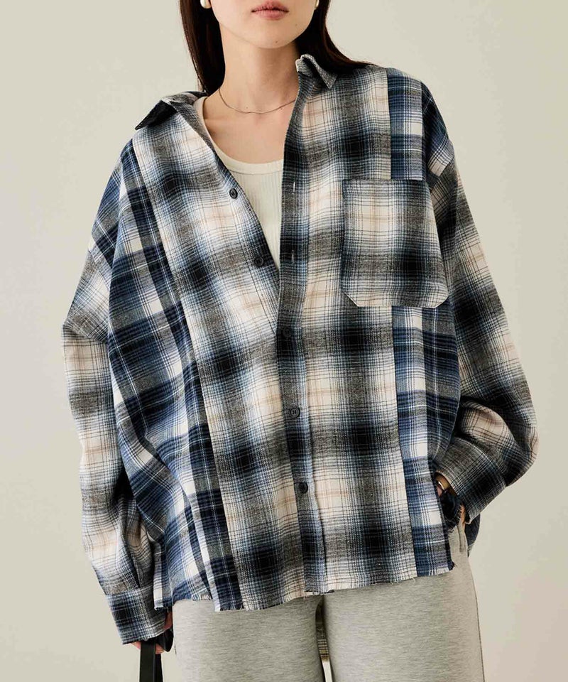 nAvy オンブレ切替ネルシャツ レディース商品画像-1