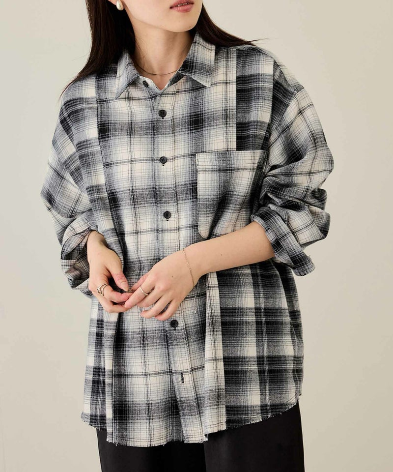 nAvy オンブレ切替ネルシャツ レディース商品画像-2