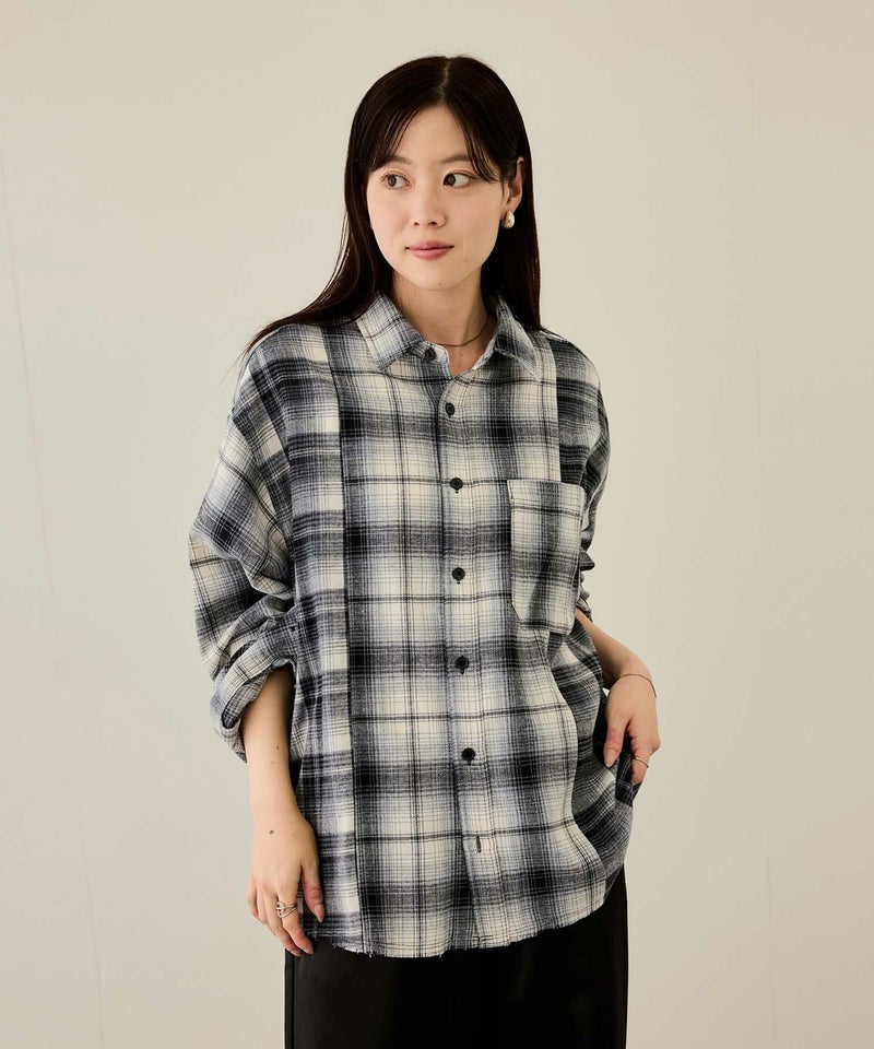 nAvy  オンブレ切替ネルシャツ レディース商品画像-8