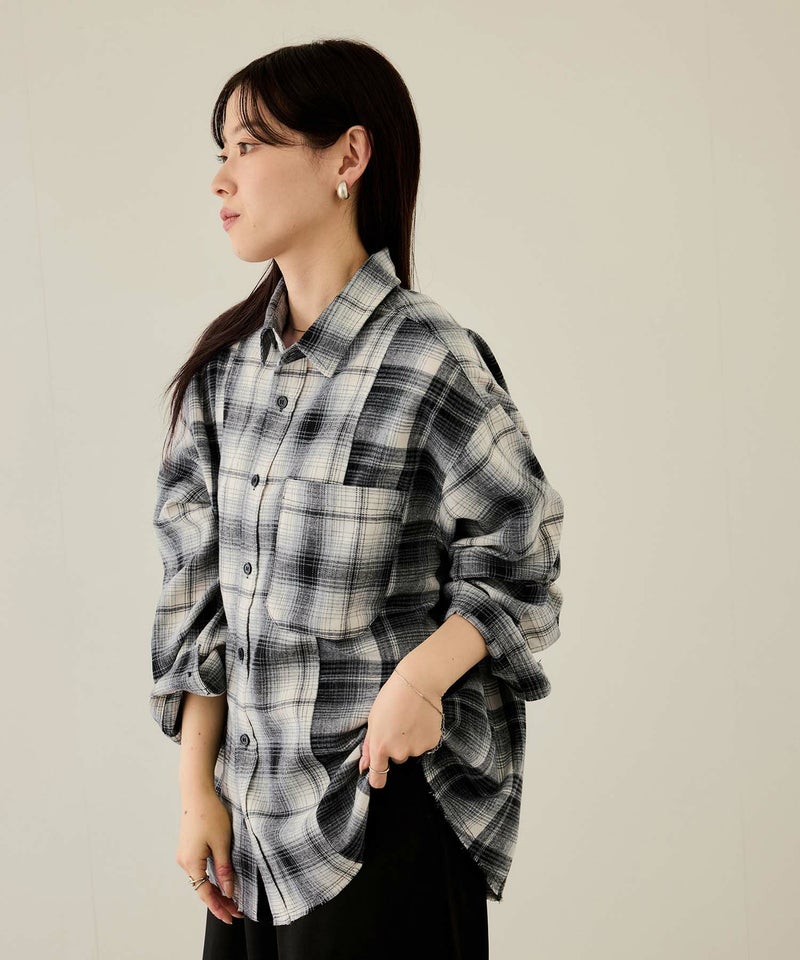 nAvy オンブレ切替ネルシャツ レディース商品画像-9