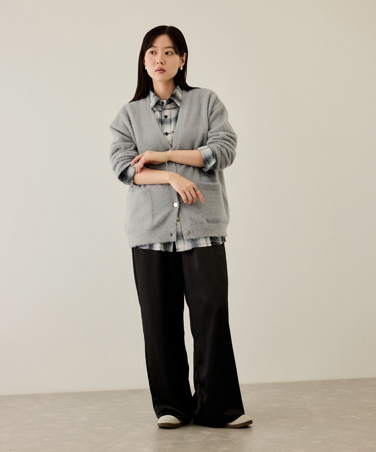 nAvy オンブレ切替ネルシャツ レディース