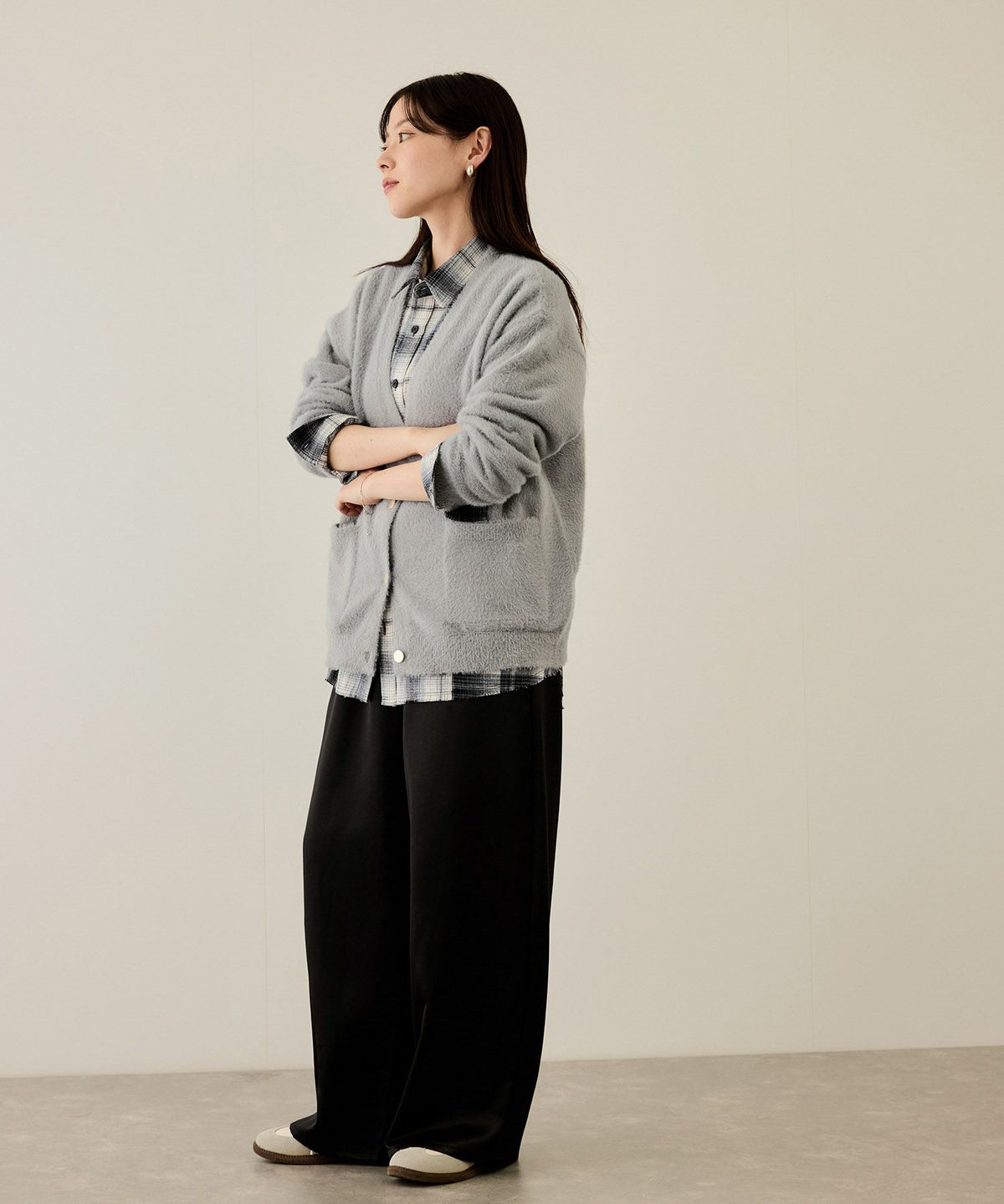 nAvy オンブレ切替ネルシャツ レディース