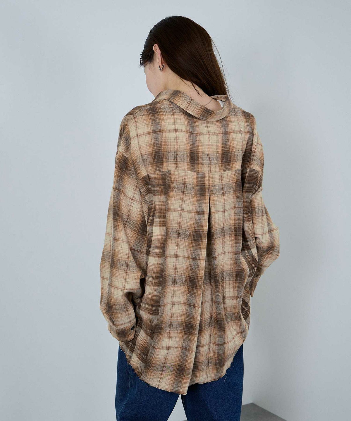 nAvy オンブレ切替ネルシャツ レディース